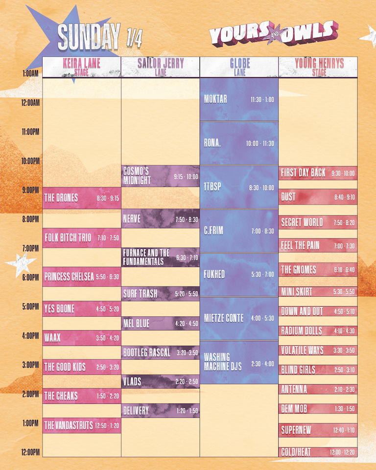 Yours & Owls 2026 Festival Set Times